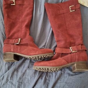 Silver Studded Women's Boots And Red Boots